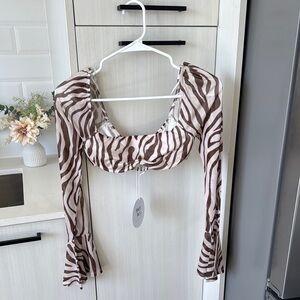 Brown Zebra Print Women's Top
